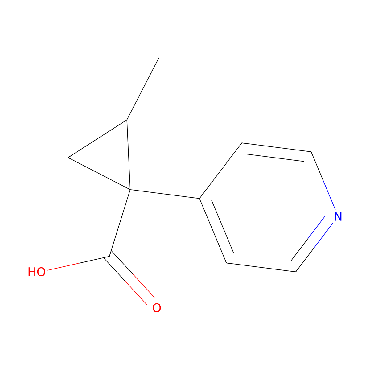 2-Methyl-1-(pyridin-4-yl)cyclopropane-1-carboxylic acid molecular structure, CAS 1505615-23-5