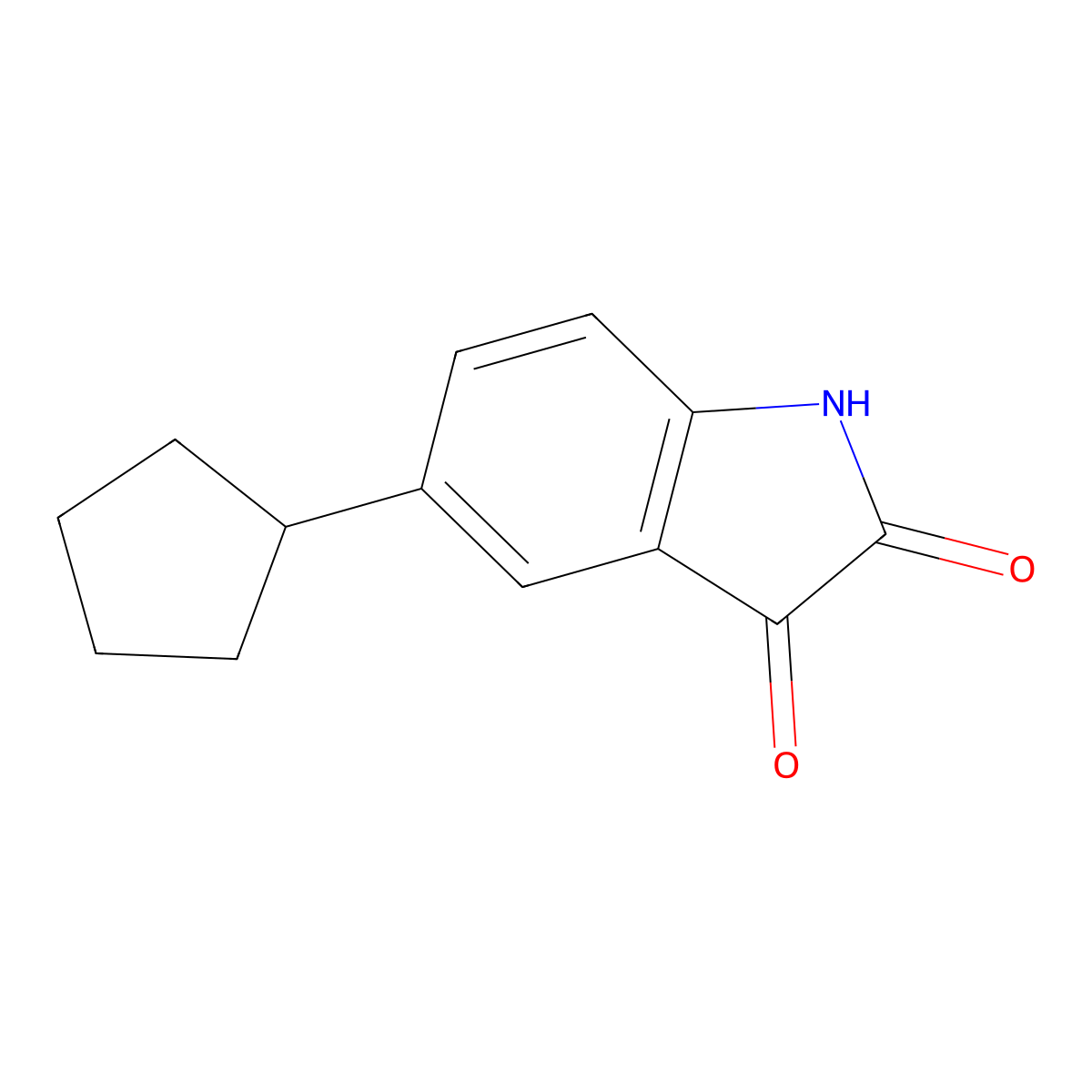 5-cyclopentyl-2,3-dihydro-1H-indole-2,3-dione molecular structure, CAS 150562-11-1