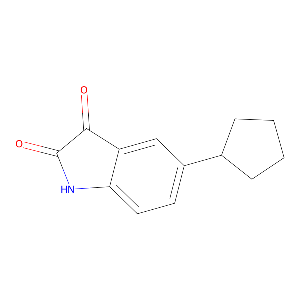 5-cyclopentyl-2,3-dihydro-1H-indole-2,3-dione molecular structure, CAS 150562-11-1