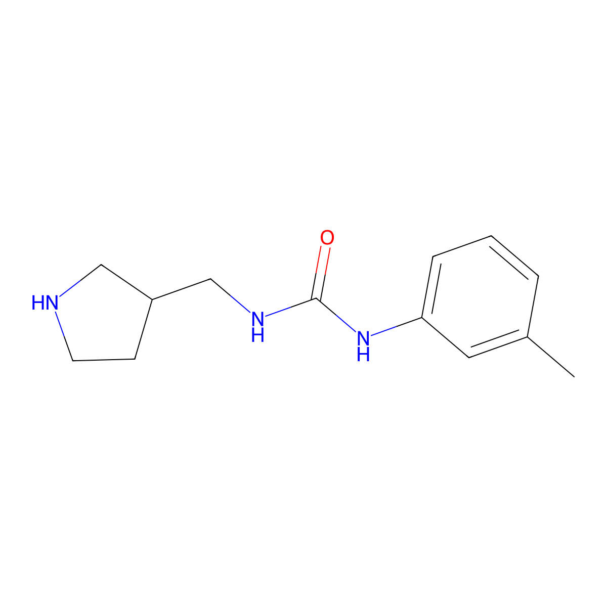 1-(3-Methylphenyl)-3-[(pyrrolidin-3-yl)methyl]urea molecular structure, CAS 1505639-84-8