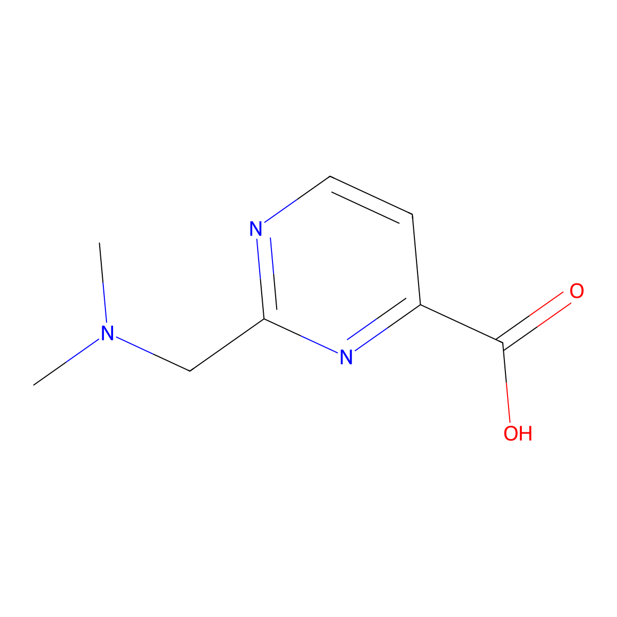 2-[(Dimethylamino)methyl]pyrimidine-4-carboxylic acid molecular structure, CAS 1505642-14-7