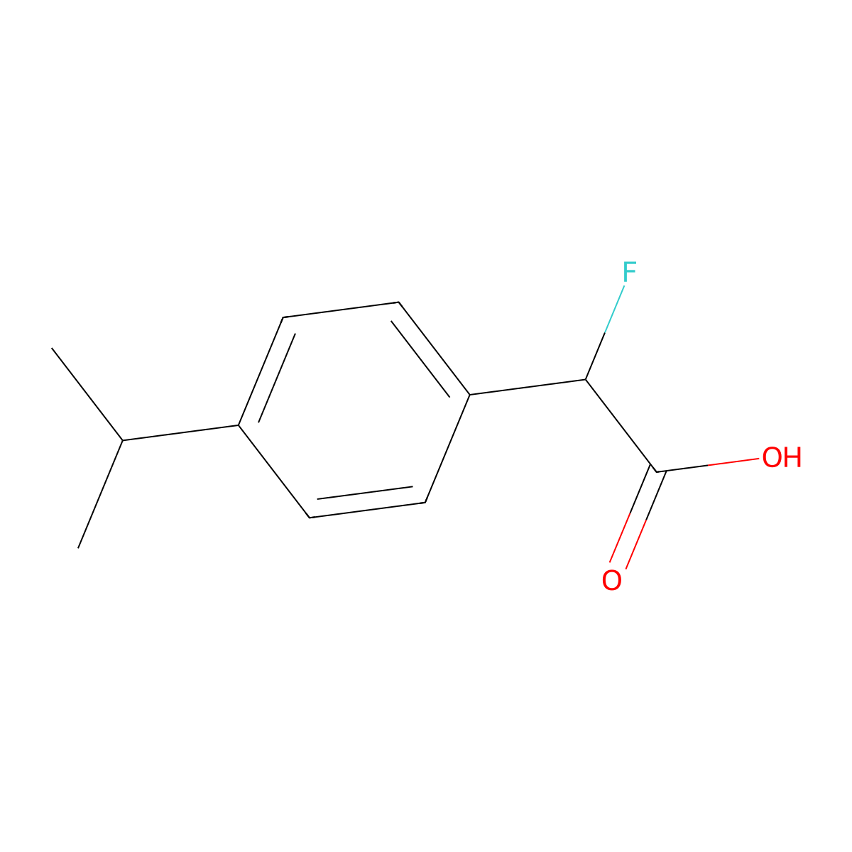 2-Fluoro-2-[4-(propan-2-yl)phenyl]acetic acid molecular structure, CAS 1505654-66-9