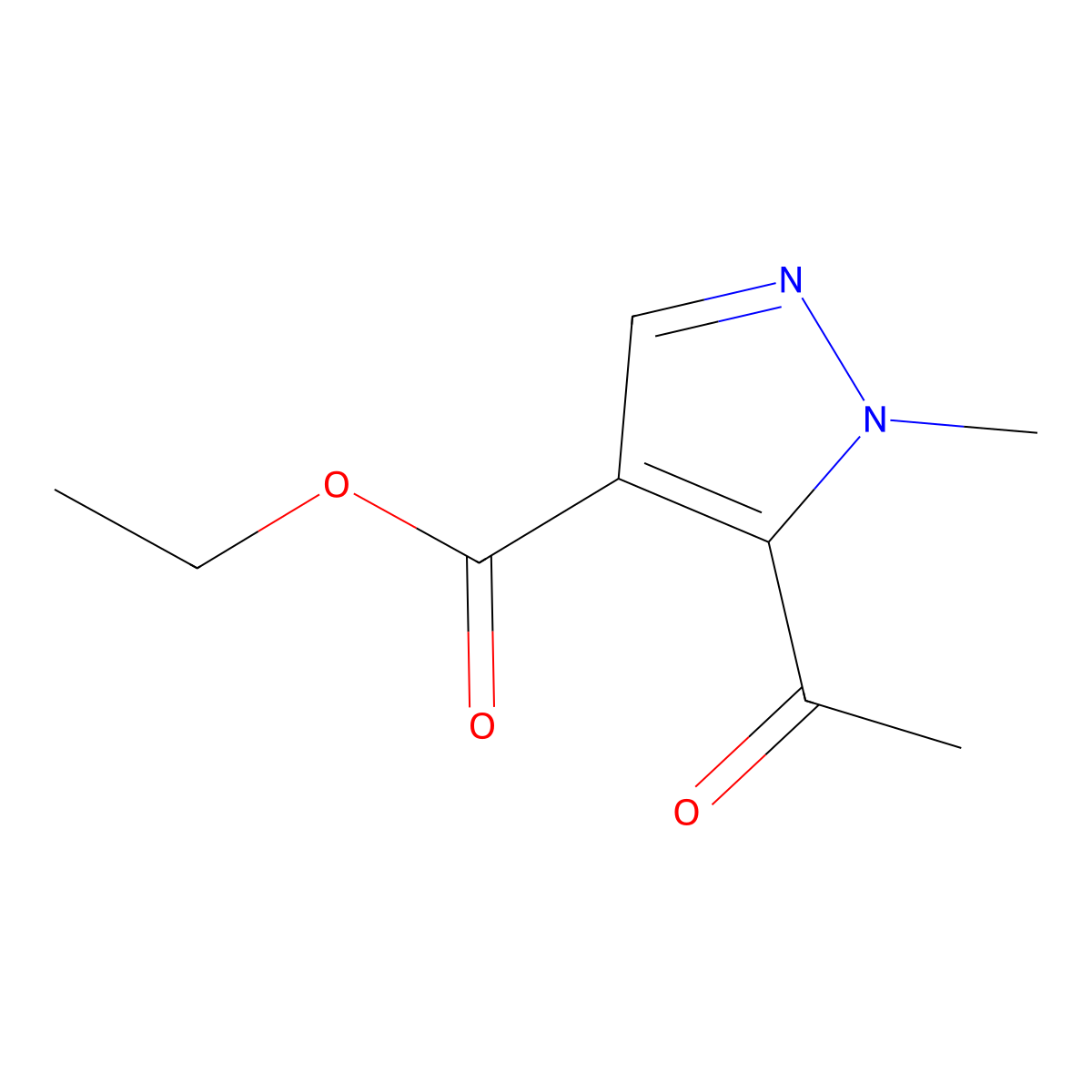 ethyl 5-acetyl-1-methyl-1H-pyrazole-4-carboxylate molecular structure, CAS 1505665-35-9