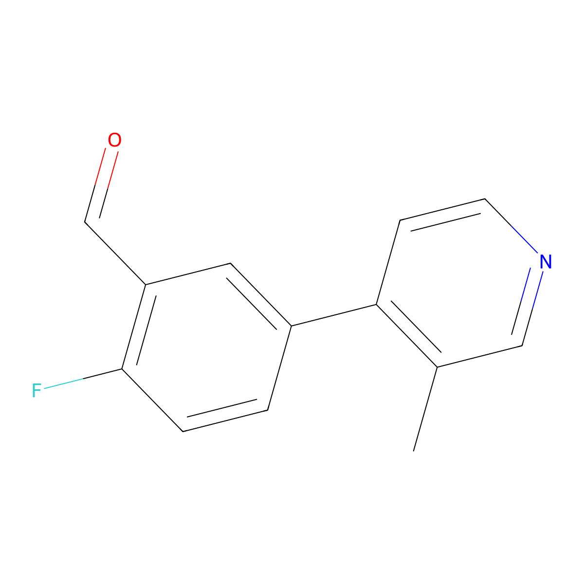 2-Fluoro-5-(3-methylpyridin-4-yl)benzaldehyde molecular structure, CAS 1505666-44-3