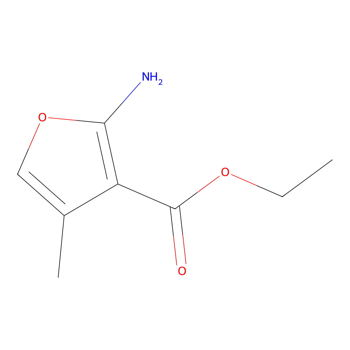 Ethyl 2-amino-4-methylfuran-3-carboxylate molecular structure, CAS 1505673-54-0