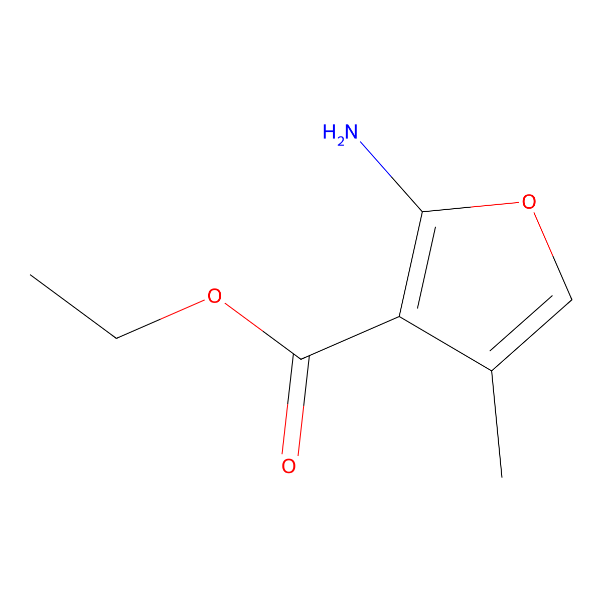 Ethyl 2-amino-4-methylfuran-3-carboxylate molecular structure, CAS 1505673-54-0