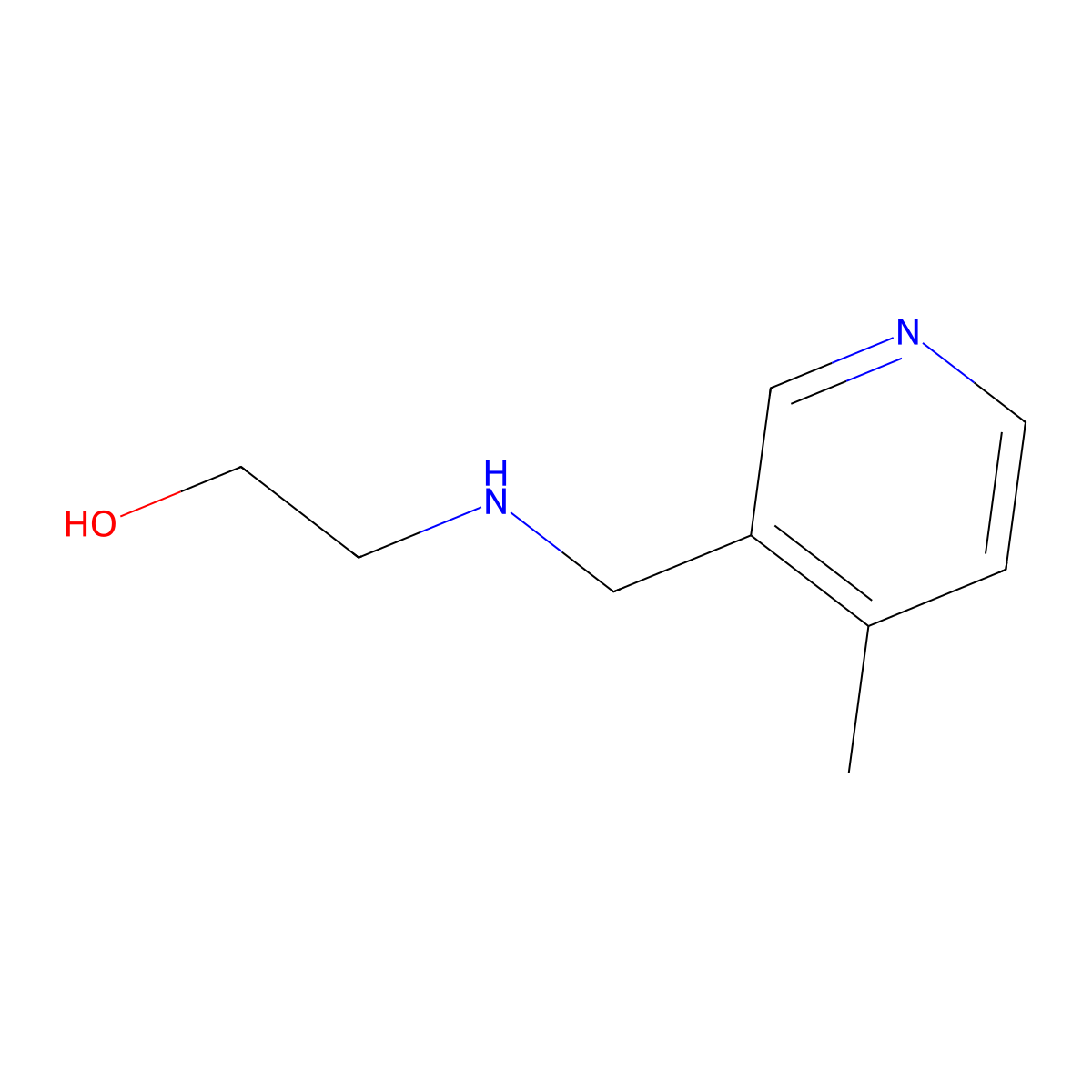 2-{[(4-Methylpyridin-3-yl)methyl]amino}ethan-1-ol molecular structure, CAS 1505678-76-1