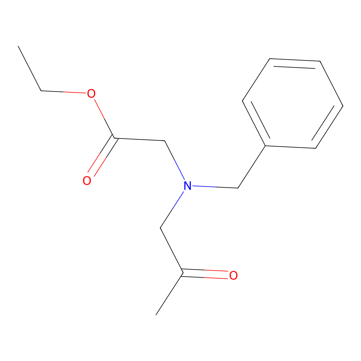 Ethyl 2-[benzyl(2-oxopropyl)amino]acetate molecular structure, CAS 15057-40-6