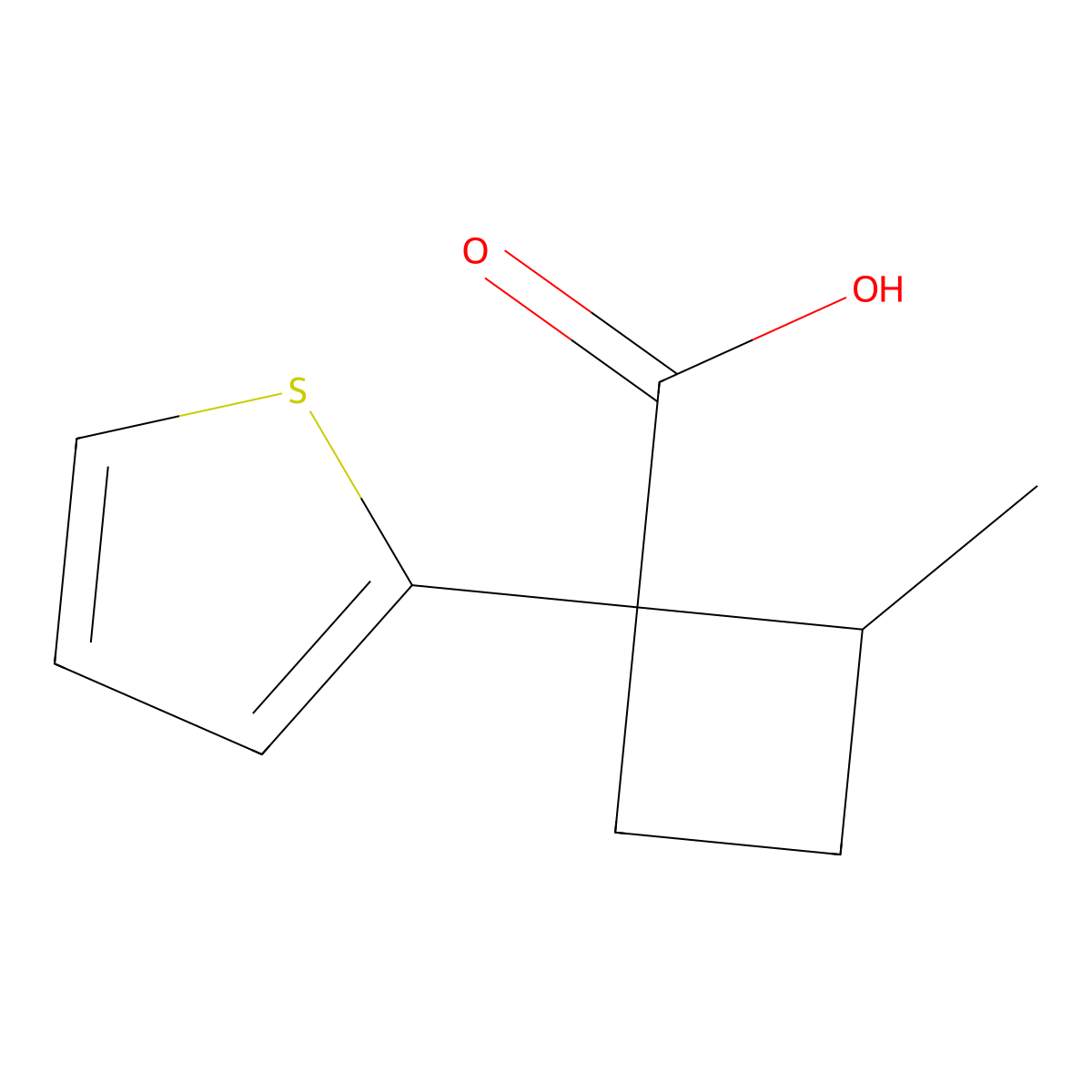 2-Methyl-1-(thiophen-2-yl)cyclobutane-1-carboxylic acid molecular structure, CAS 1505720-17-1