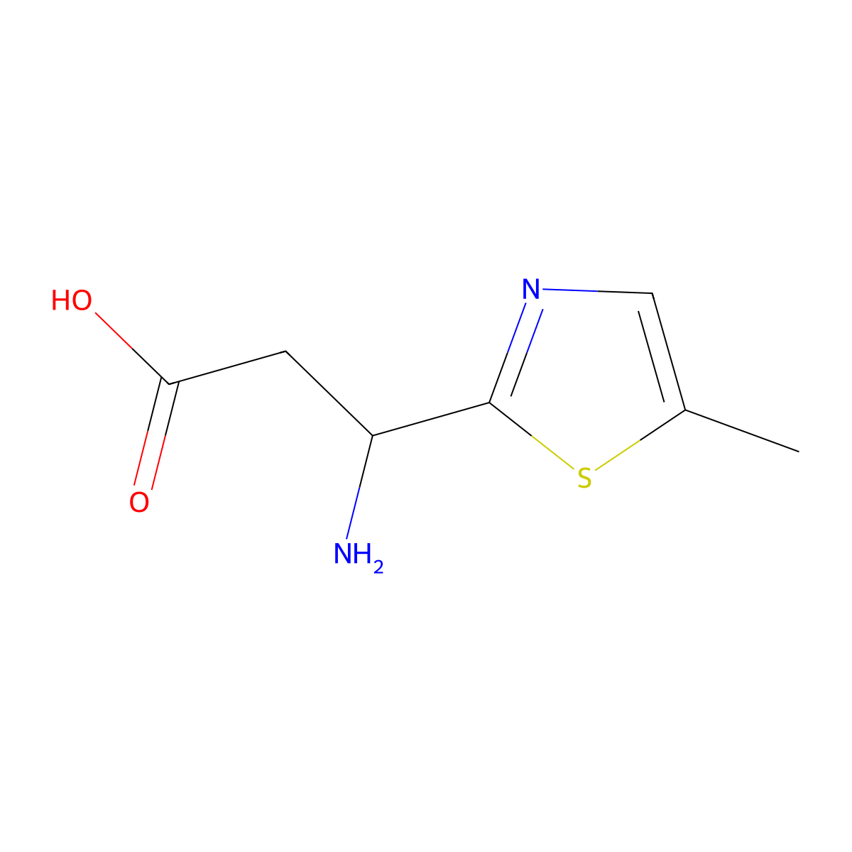 3-Amino-3-(5-methyl-1,3-thiazol-2-yl)propanoic acid molecular structure, CAS 1505722-24-6