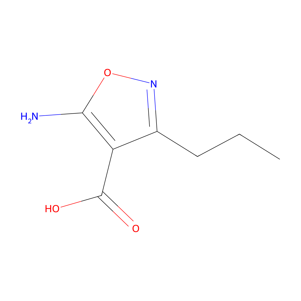 5-Amino-3-propyl-1,2-oxazole-4-carboxylic acid molecular structure, CAS 1505734-11-1