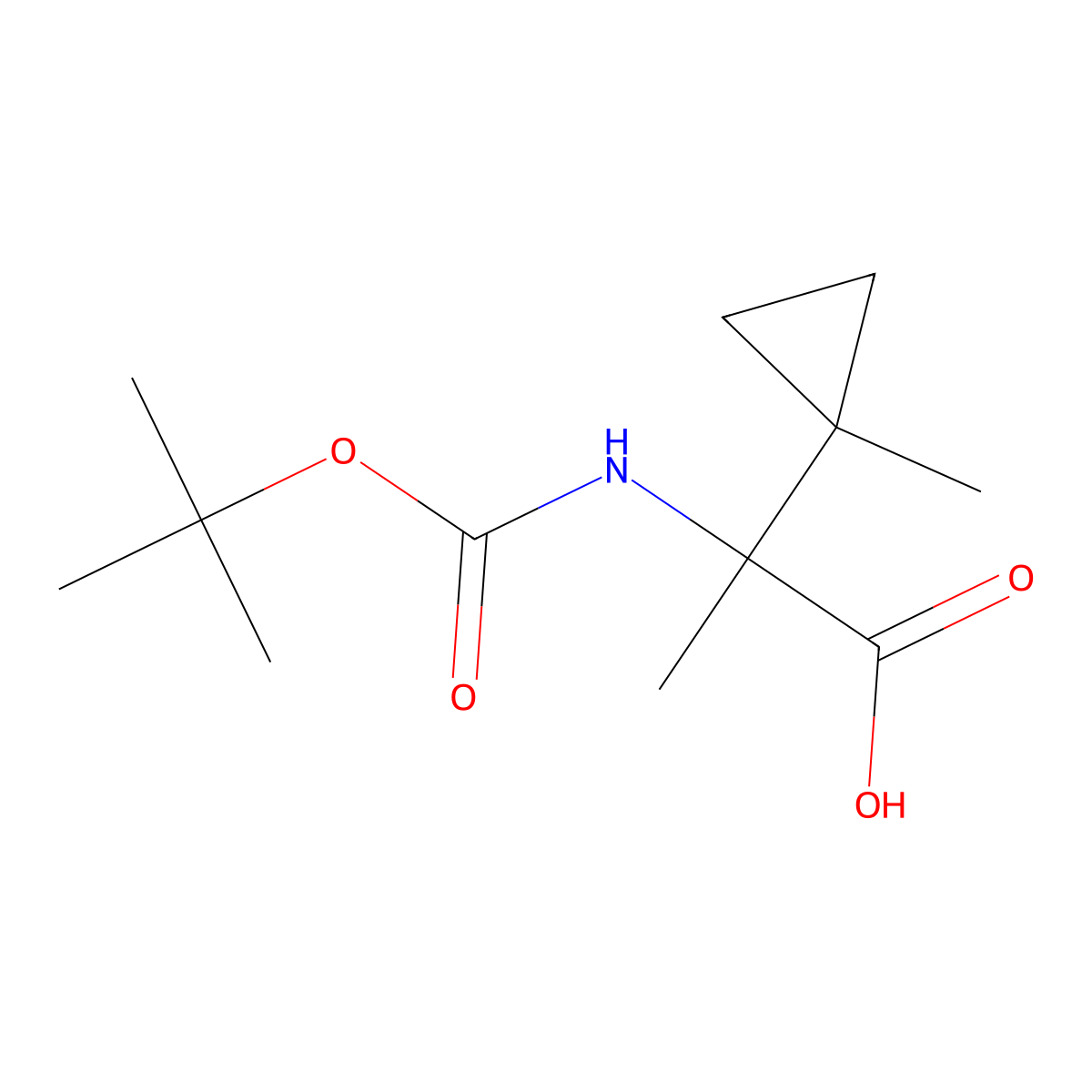 2-{[(Tert-butoxy)carbonyl]amino}-2-(1-methylcyclopropyl)propanoic acid molecular structure, CAS 1505739-48-9