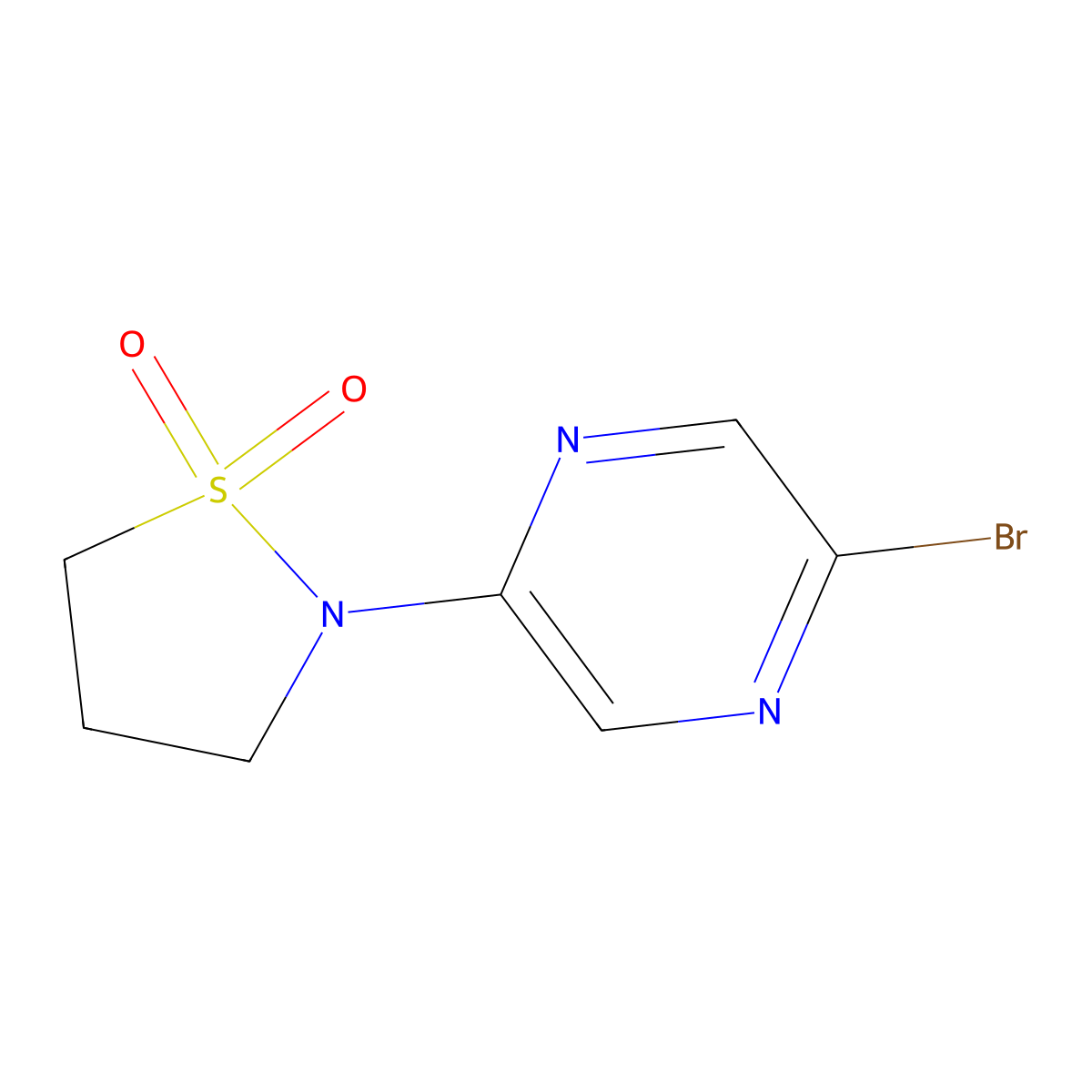 2-(5-Bromopyrazin-2-yl)-1lambda6,2-thiazolidine-1,1-dione molecular structure, CAS 1505743-11-2