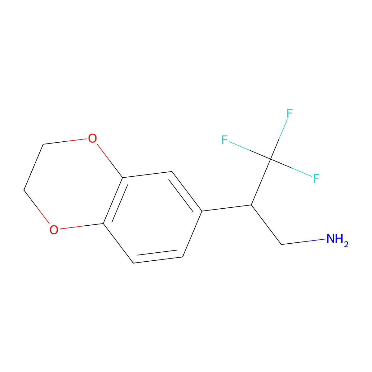 2-(2,3-Dihydro-1,4-benzodioxin-6-yl)-3,3,3-trifluoropropan-1-amine molecular structure, CAS 1505747-91-0