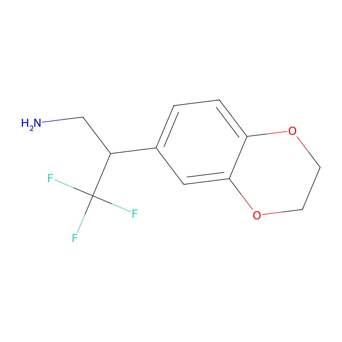 2-(2,3-Dihydro-1,4-benzodioxin-6-yl)-3,3,3-trifluoropropan-1-amine molecular structure, CAS 1505747-91-0