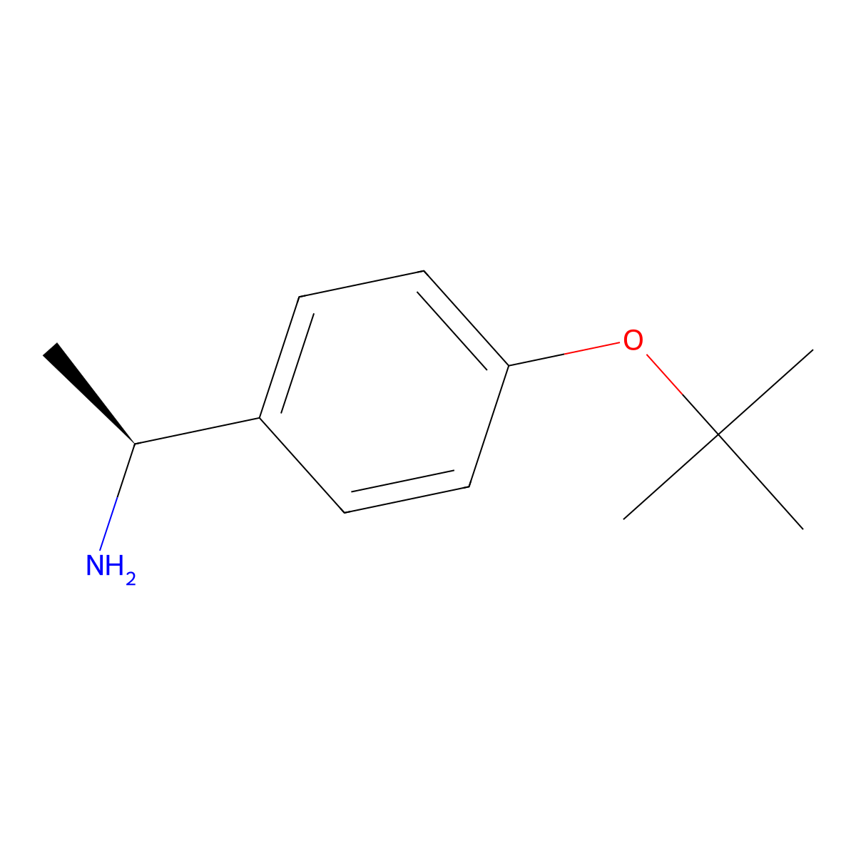 Benzenemethanamine, 4-(1,1-dimethylethoxy)-a-methyl-, (S)- molecular structure, CAS 150575-82-9