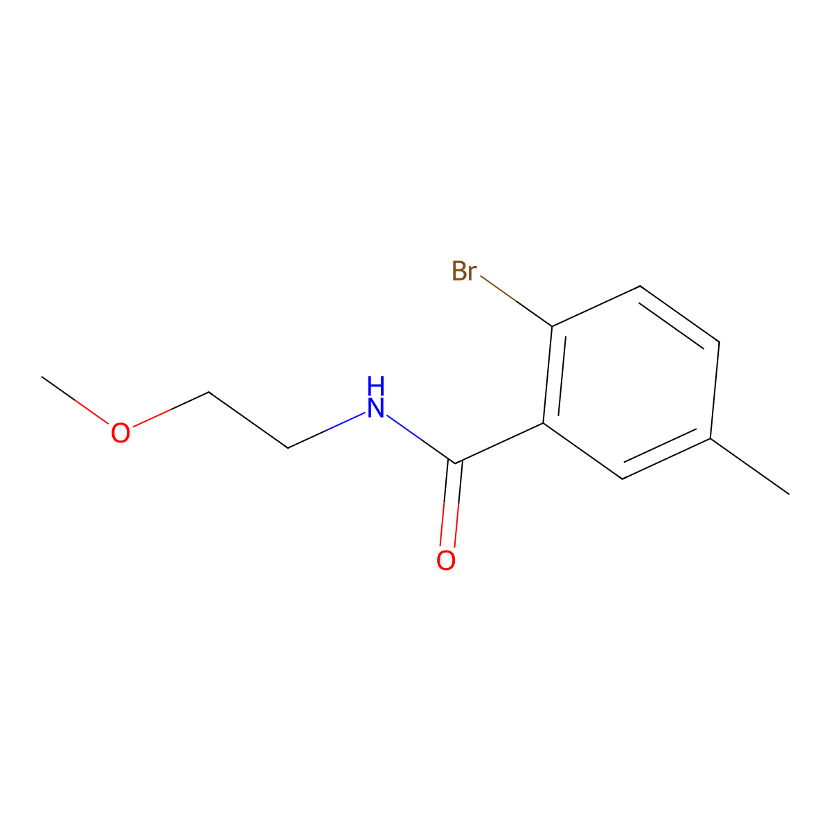 2-Bromo-N-(2-methoxyethyl)-5-methylbenzamide molecular structure, CAS 1505767-24-7