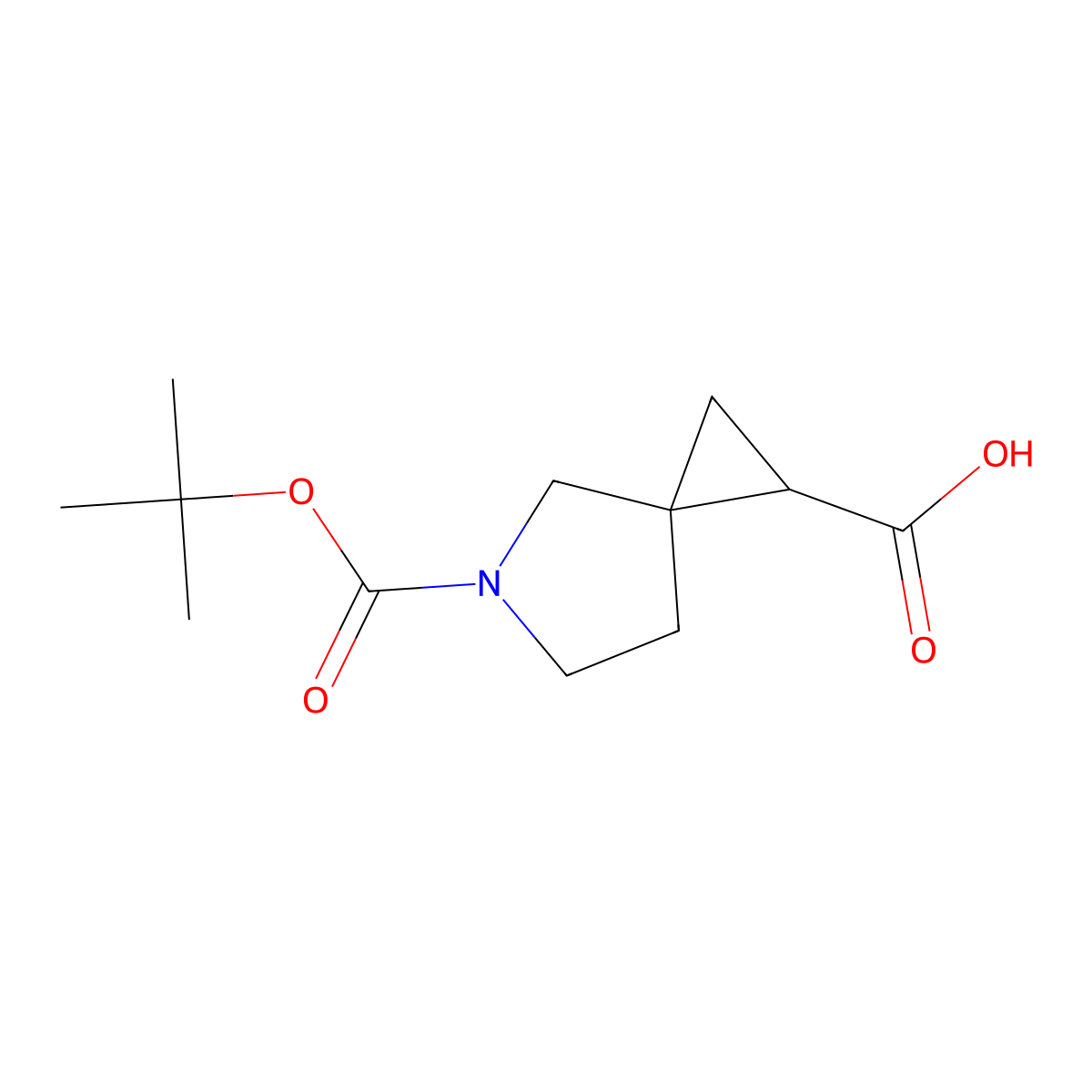 (2R,3R)-5-tert-butoxycarbonyl-5-azaspiro[2.4]heptane-2-carboxylic acid molecular structure, CAS 150577-67-6