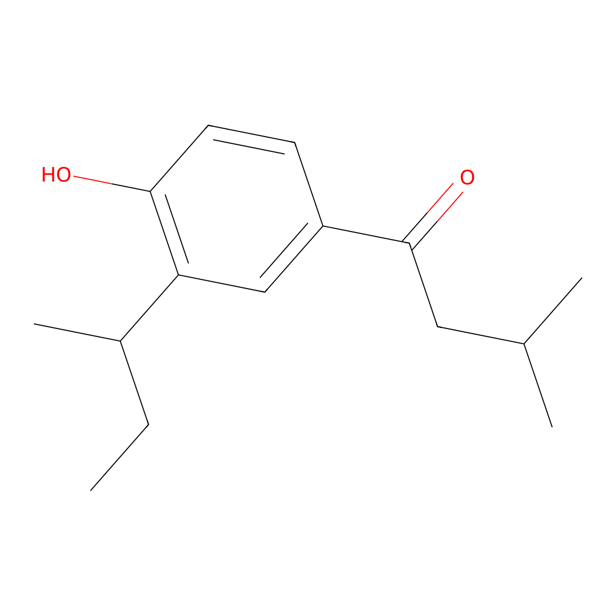 1-[3-(Butan-2-yl)-4-hydroxyphenyl]-3-methylbutan-1-one molecular structure, CAS 1505779-21-4