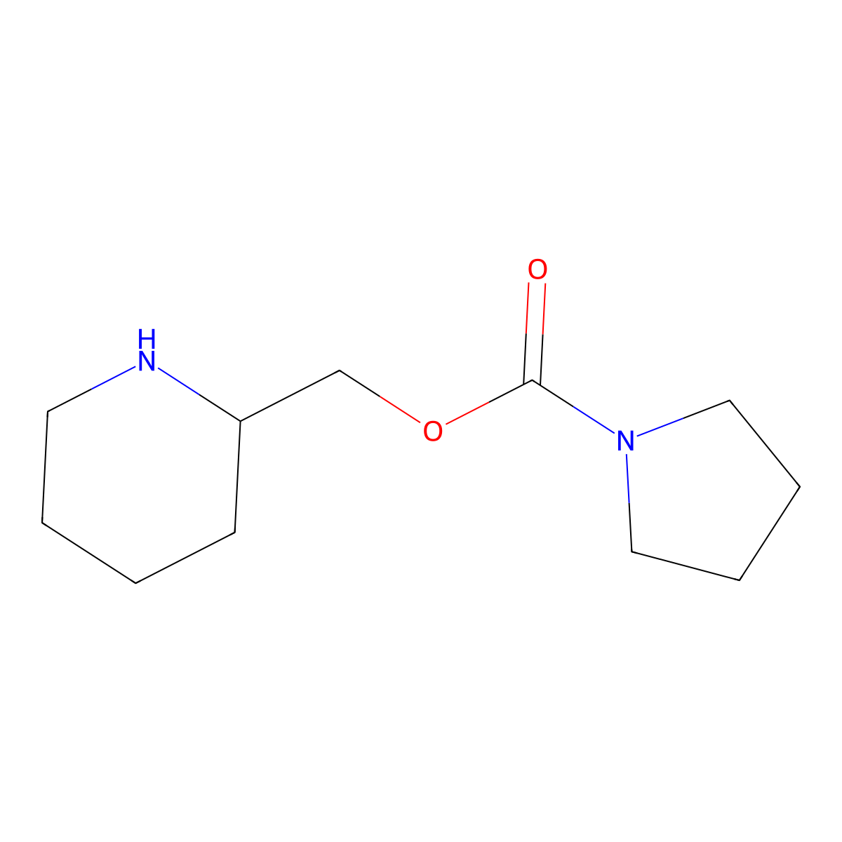 (Piperidin-2-yl)methyl pyrrolidine-1-carboxylate molecular structure, CAS 1505779-95-2