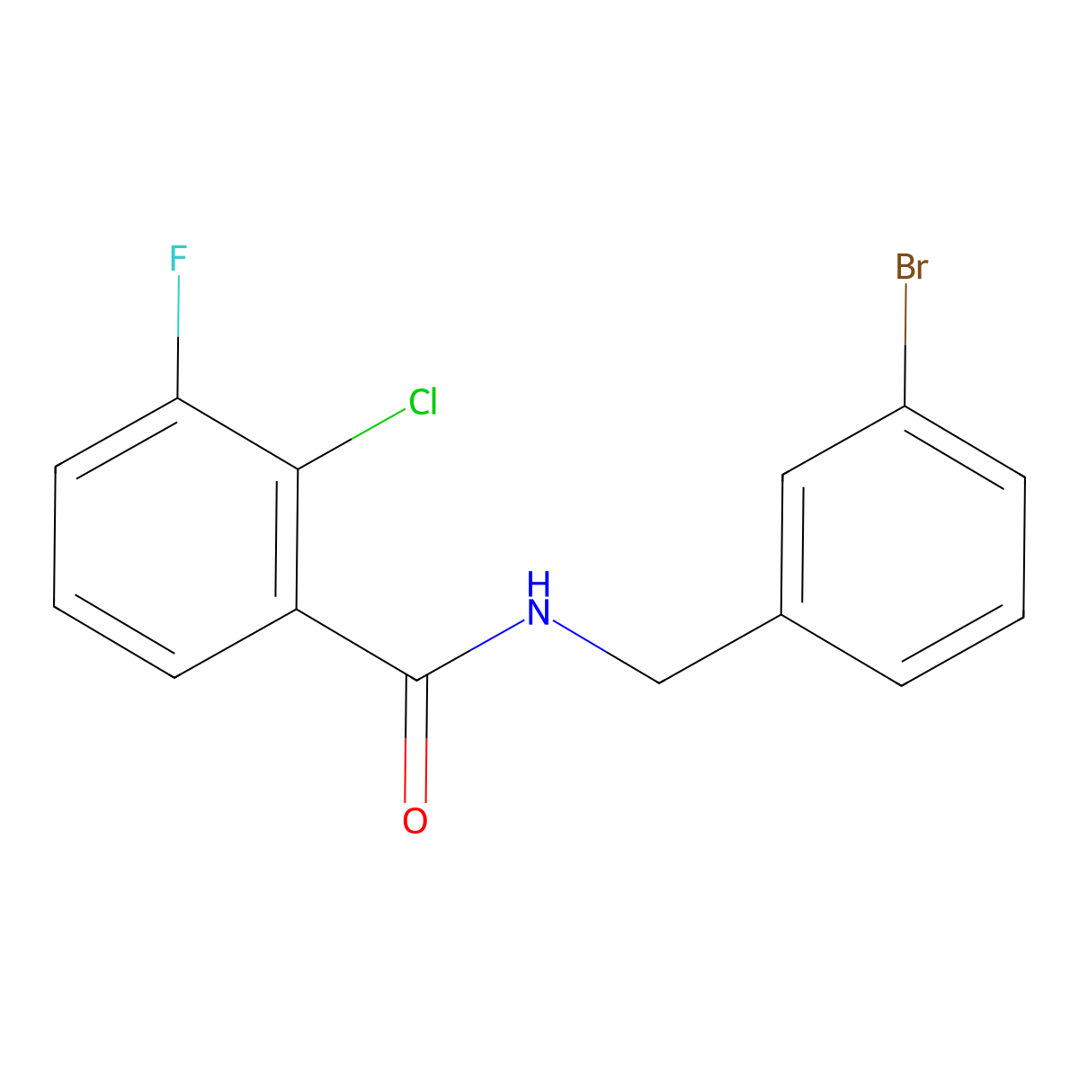 N-[(3-Bromophenyl)methyl]-2-chloro-3-fluorobenzamide molecular structure, CAS 1505794-04-6