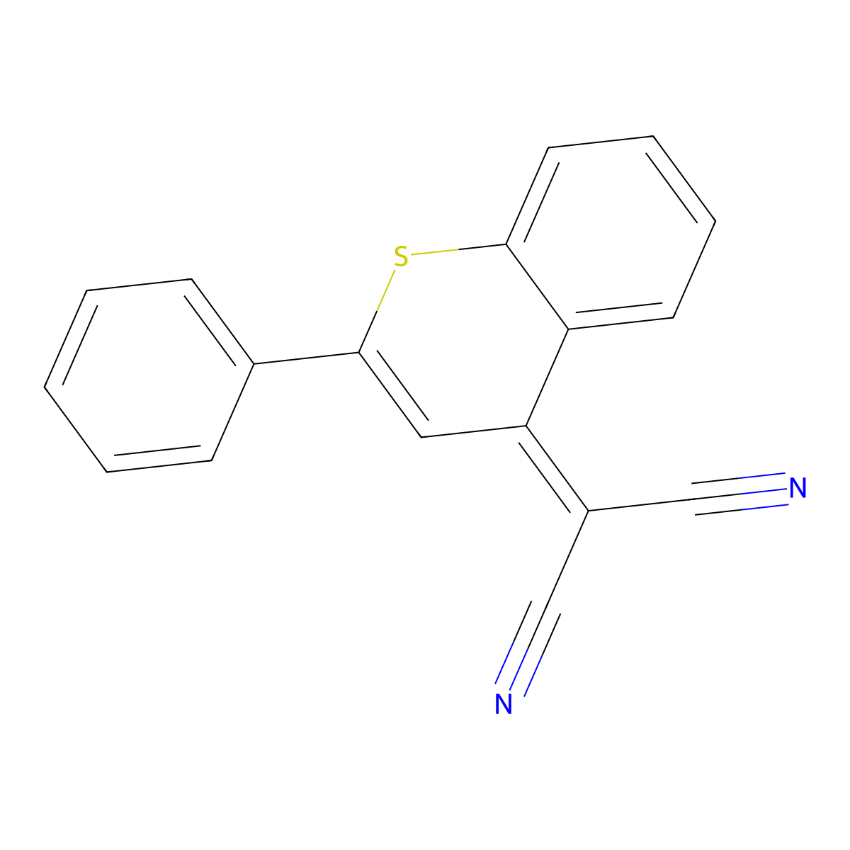 2-(2-phenyl-4H-thiochromen-4-ylidene)malononitrile molecular structure, CAS 15058-08-9