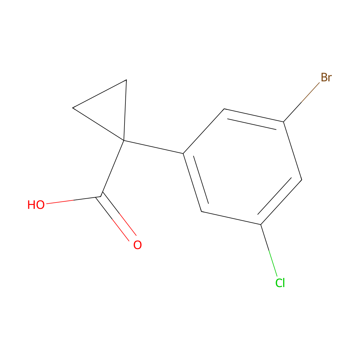 1-(3-Bromo-5-chlorophenyl)cyclopropanecarboxylic acid molecular structure, CAS 1505800-30-5