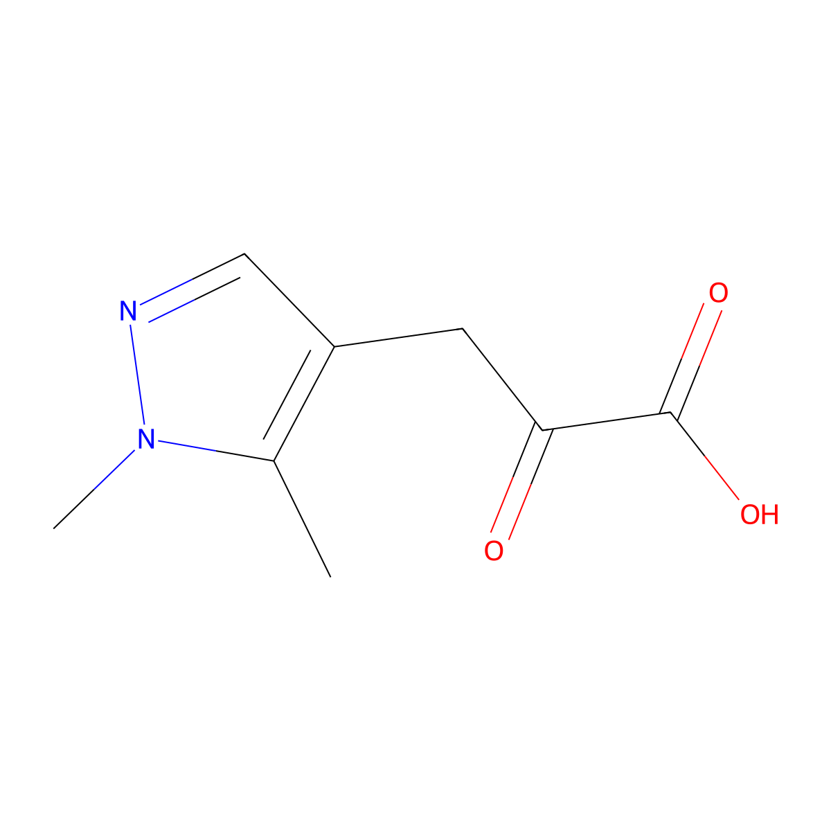 3-(1,5-dimethyl-1H-pyrazol-4-yl)-2-oxopropanoic acid molecular structure, CAS 1505808-07-0