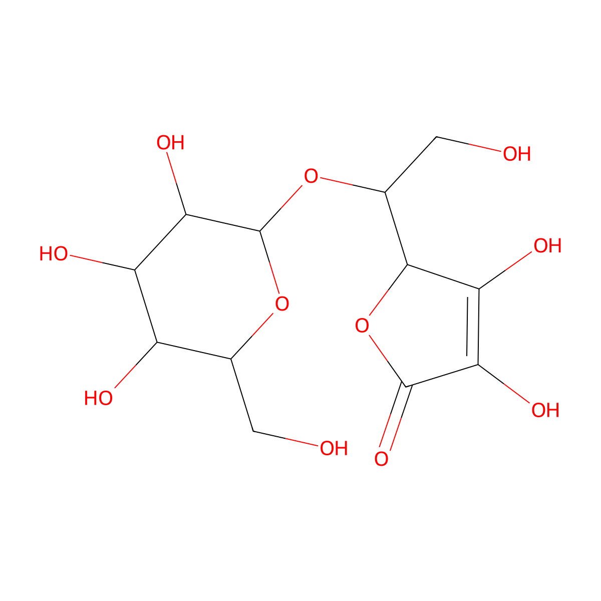 5-o-alpha-d-Glucopyranosyl-l-ascorbic acid molecular structure, CAS 150581-18-3