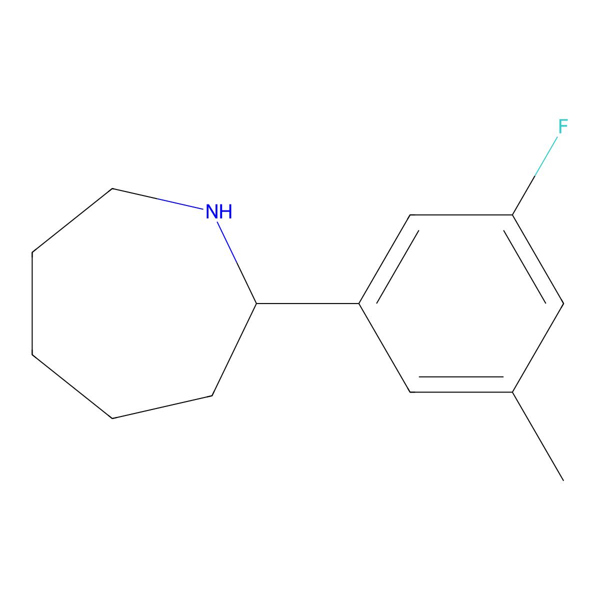 2-(3-Fluoro-5-methylphenyl)azepane molecular structure, CAS 1505812-03-2