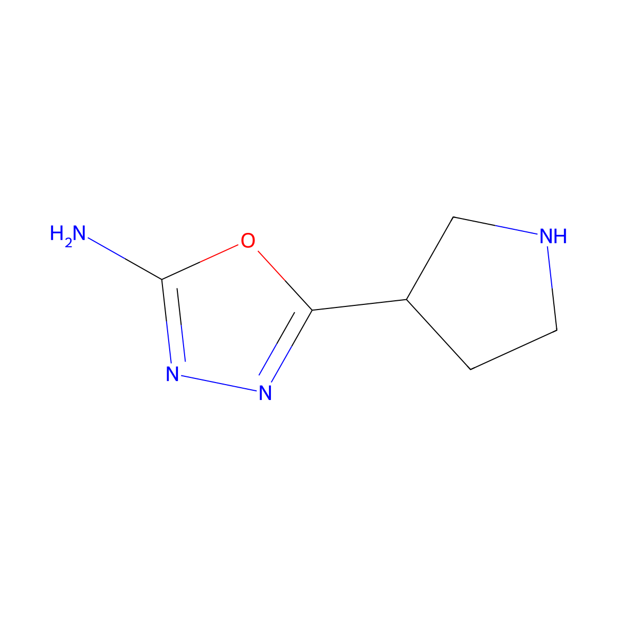 5-(Pyrrolidin-3-yl)-1,3,4-oxadiazol-2-amine molecular structure, CAS 1505818-13-2