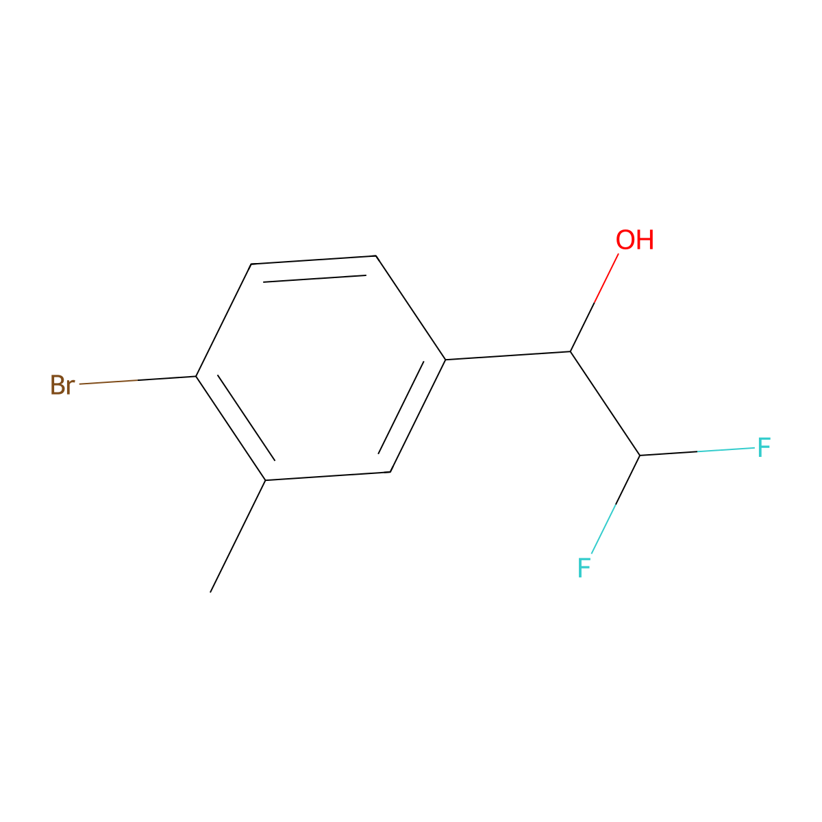 1-(4-Bromo-3-methylphenyl)-2,2-difluoroethan-1-ol molecular structure, CAS 1505820-75-6