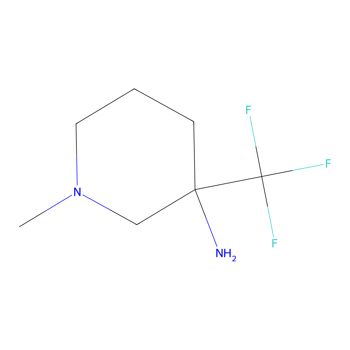 1-Methyl-3-(trifluoromethyl)piperidin-3-amine molecular structure, CAS 1505834-03-6