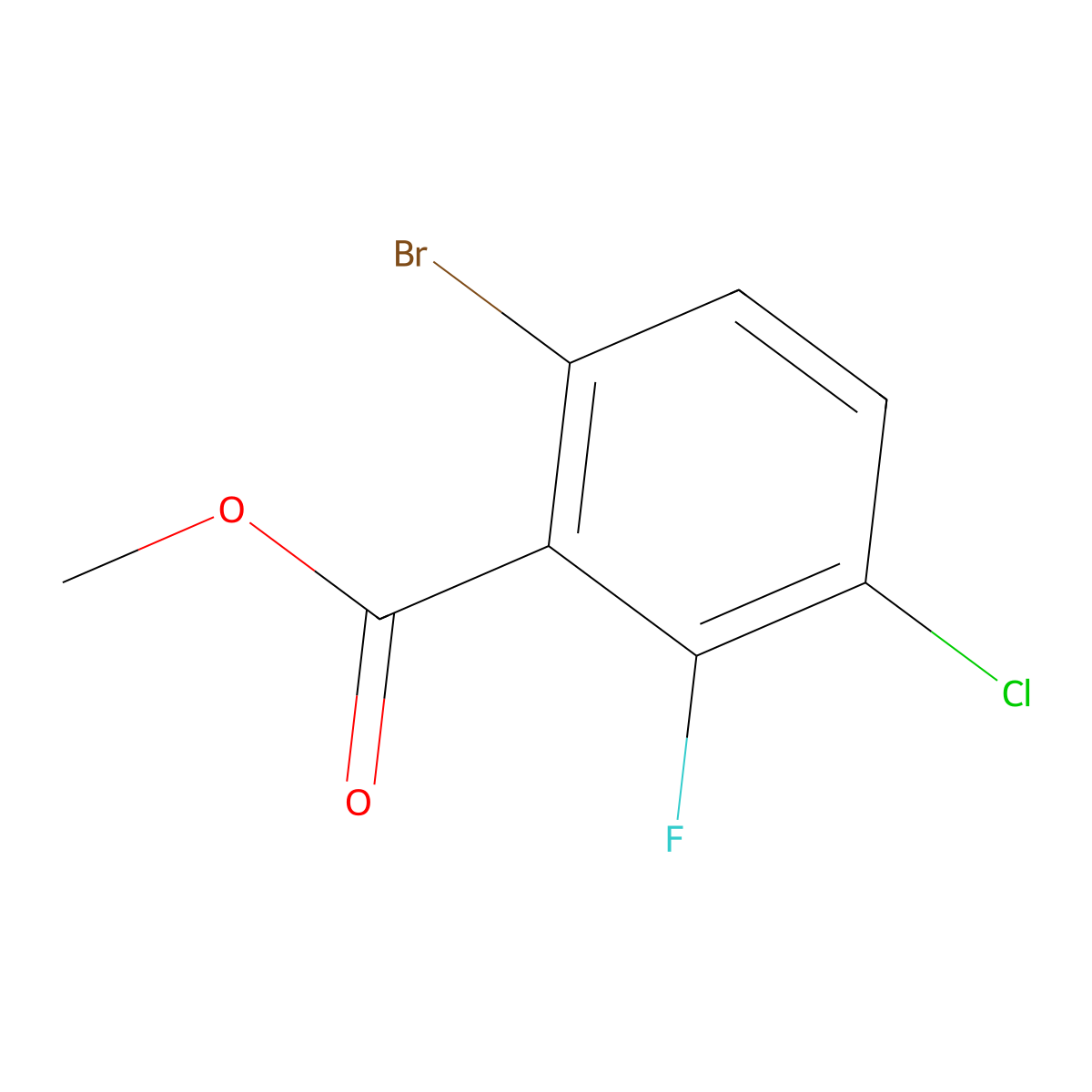 Methyl 6-bromo-3-chloro-2-fluorobenzoate molecular structure, CAS 1505850-20-3