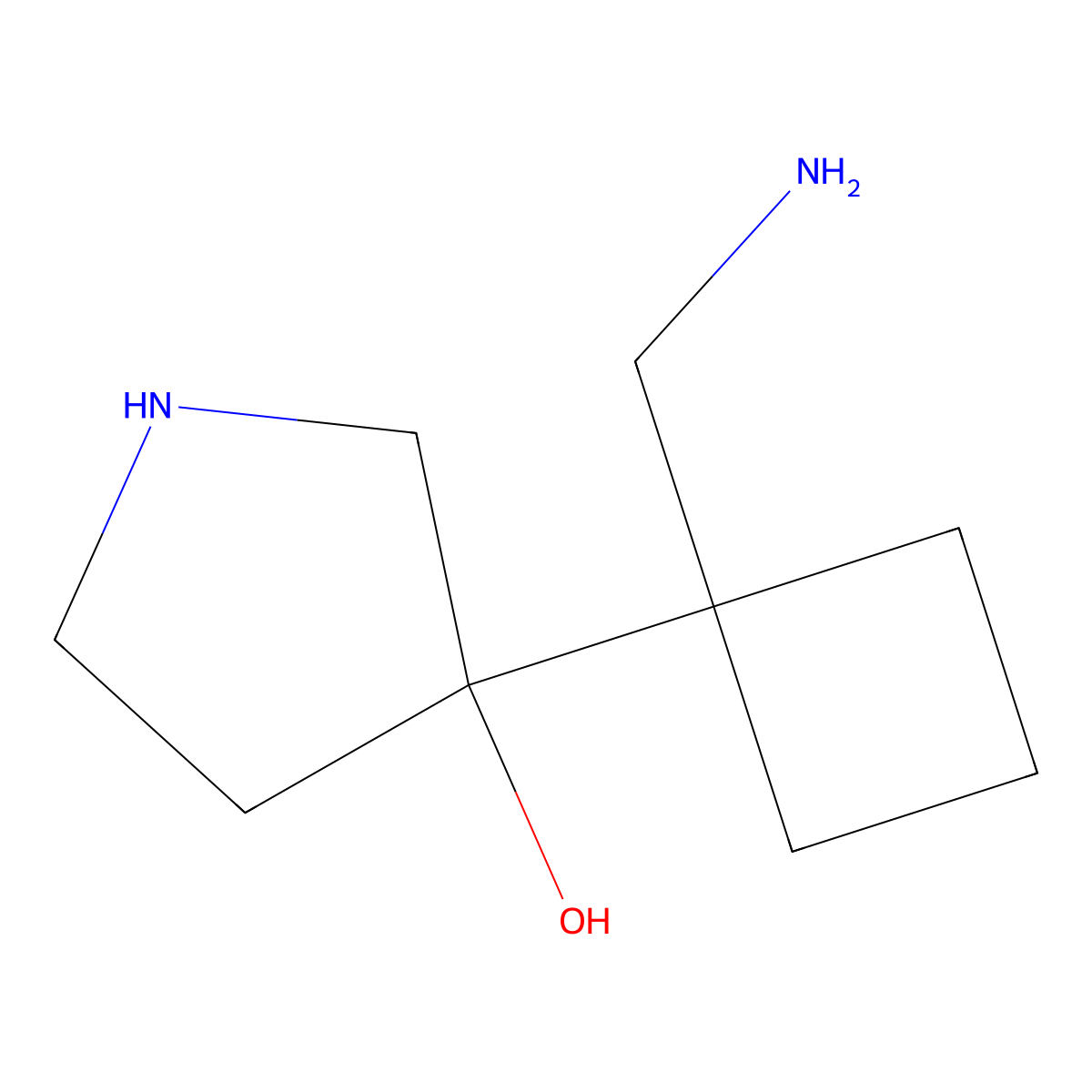 3-[1-(Aminomethyl)cyclobutyl]pyrrolidin-3-ol molecular structure, CAS 1505858-73-0
