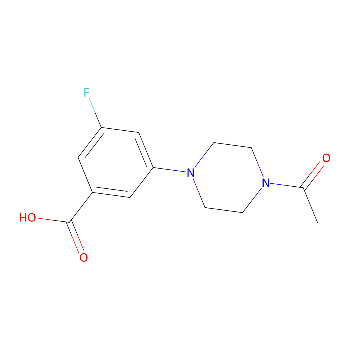 3-(4-Acetylpiperazin-1-yl)-5-fluorobenzoic acid molecular structure, CAS 1505878-93-2