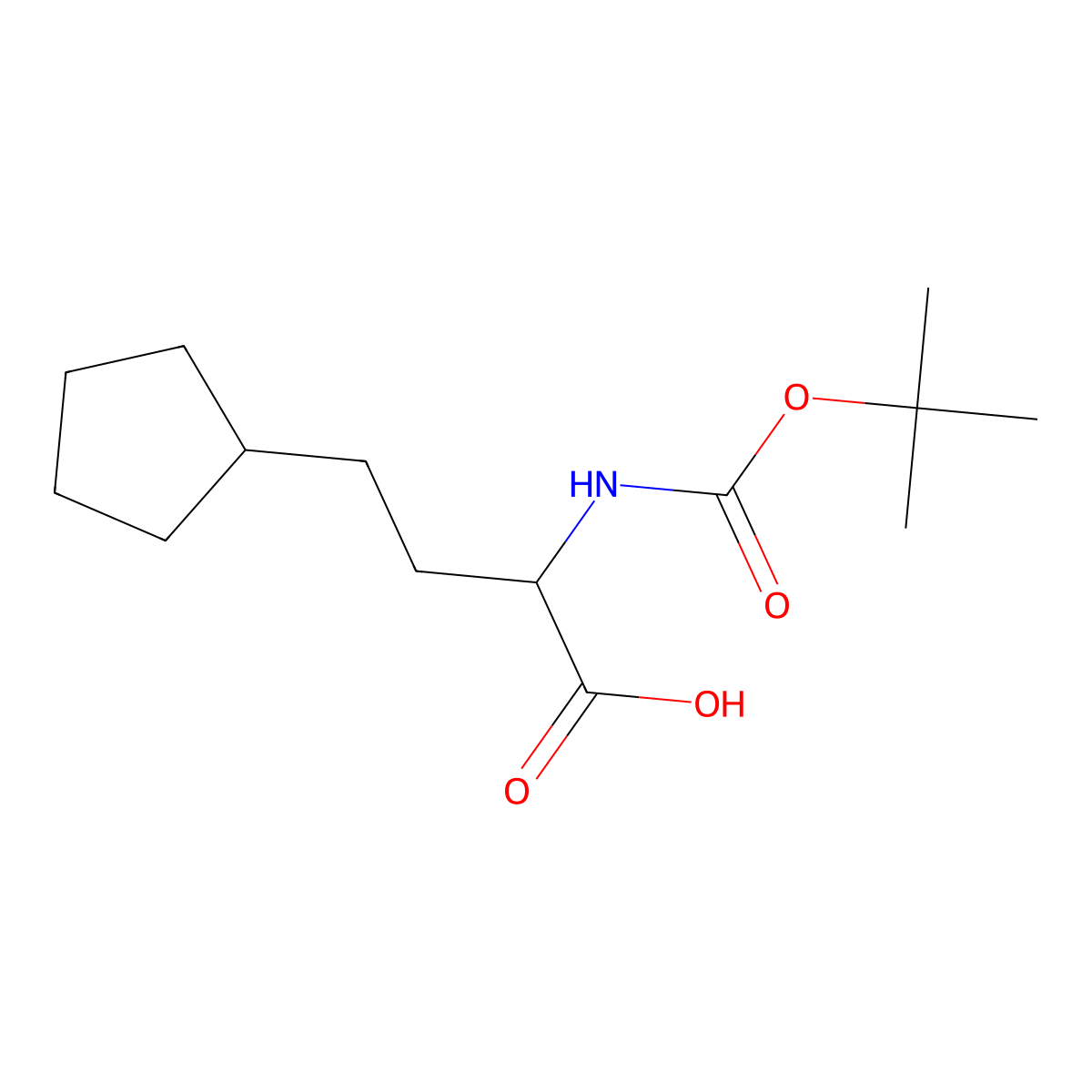 2-((Tert-butoxycarbonyl)amino)-4-cyclopentylbutanoic acid molecular structure, CAS 150588-14-0