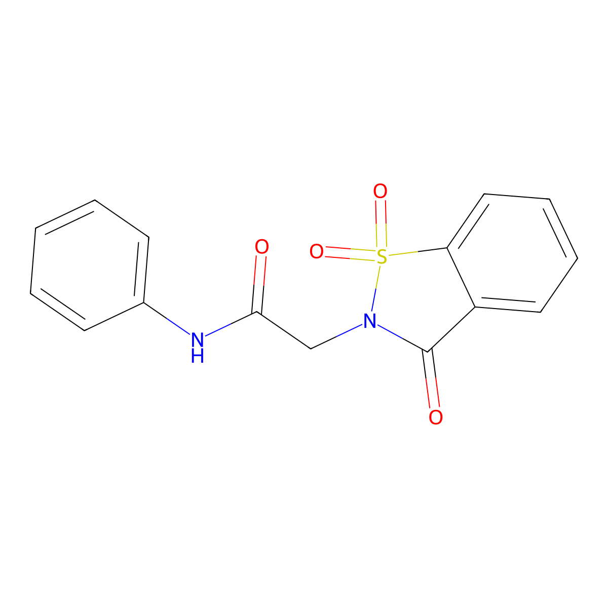 N-phenyl-2-(1,1,3-trioxo-1,2-benzothiazol-2-yl)acetamide molecular structure, CAS 15059-17-3