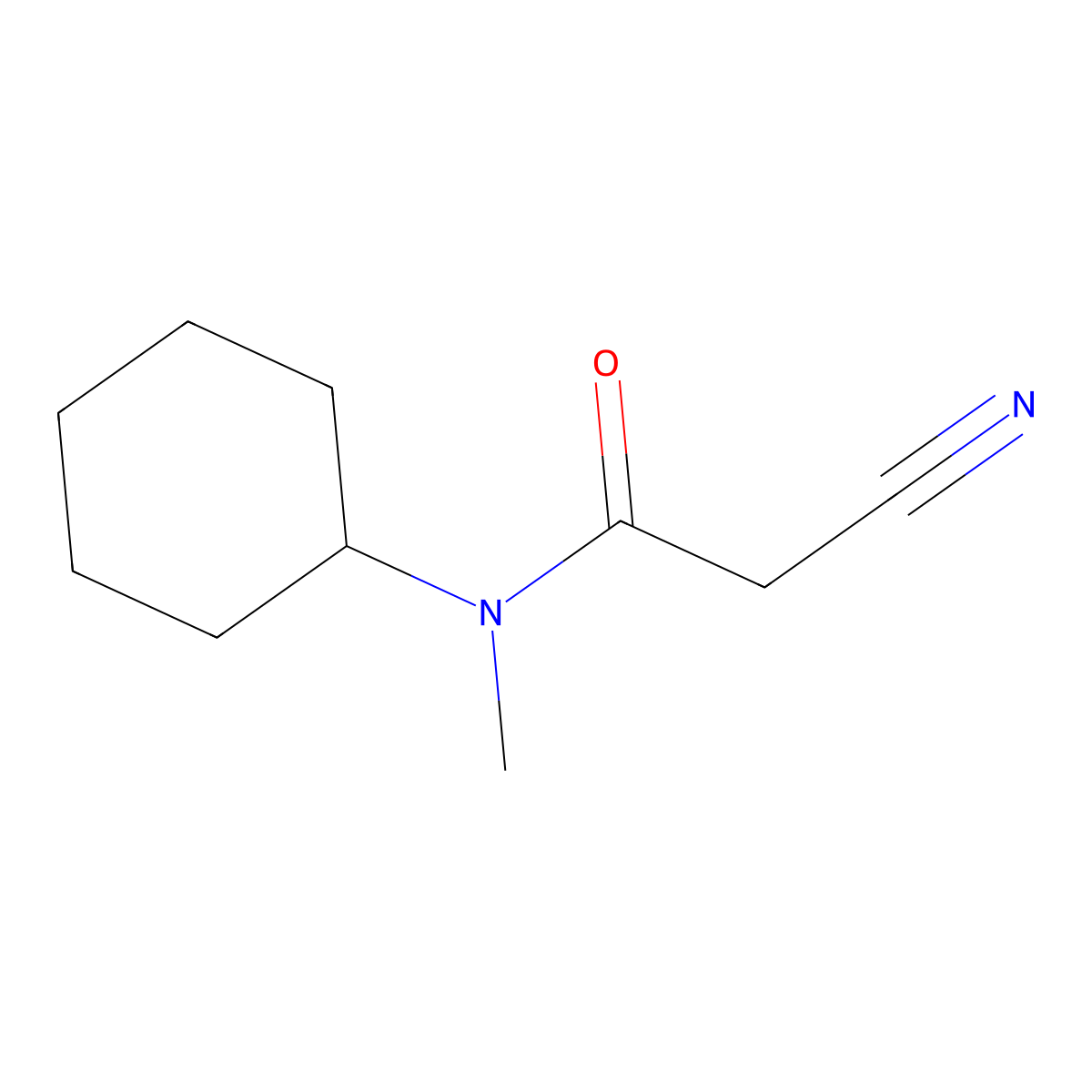 2-cyano-N-cyclohexyl-N-methylacetamide molecular structure, CAS 15059-90-2