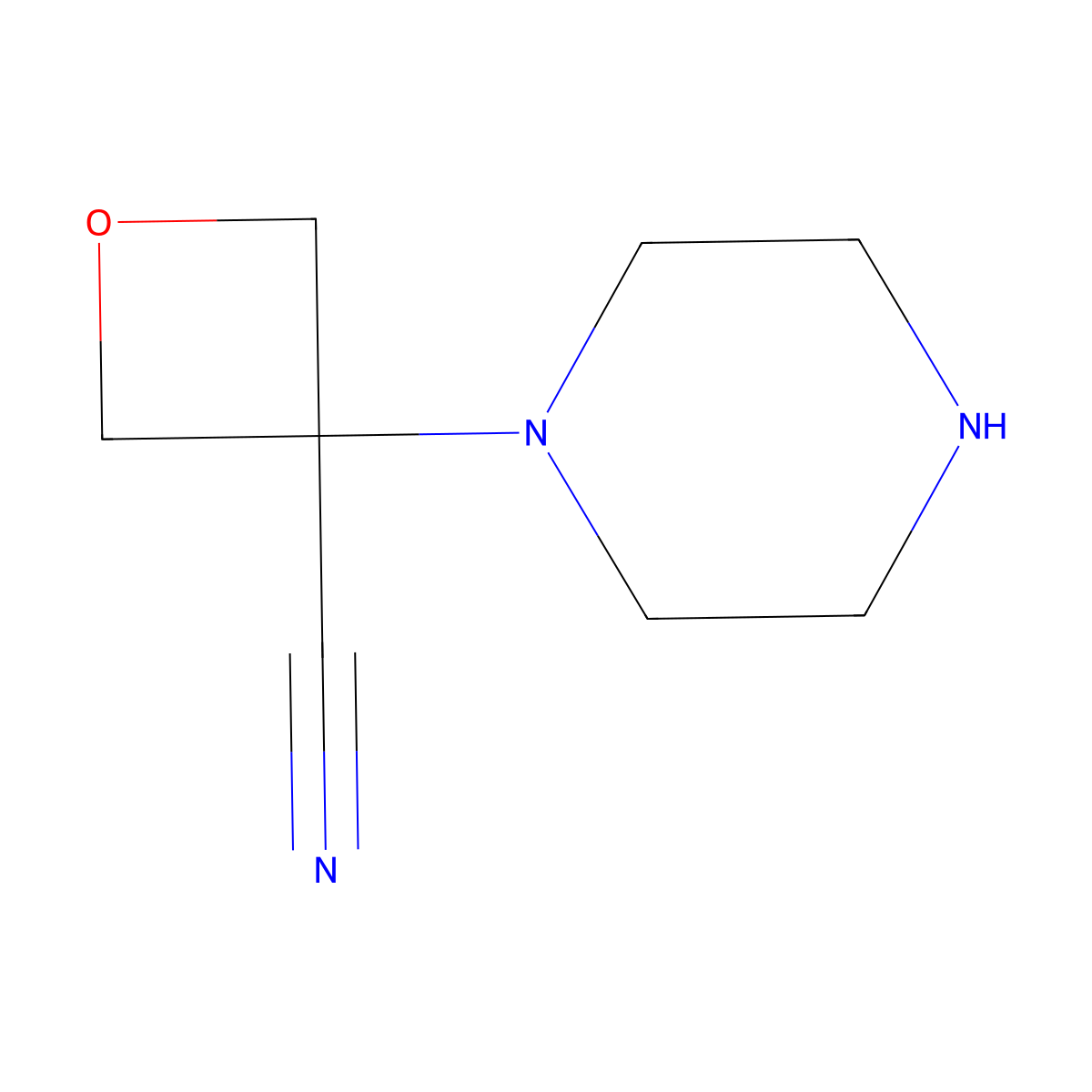 3-(Piperazin-1-yl)oxetane-3-carbonitrile molecular structure, CAS 1505924-75-3