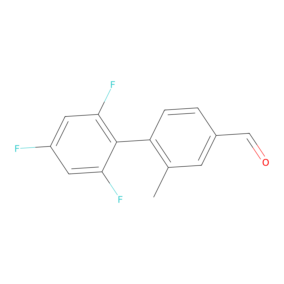 2',4',6'-Trifluoro-2-methyl[1,1'-biphenyl]-4-carboxaldehyde molecular structure, CAS 1505926-35-1