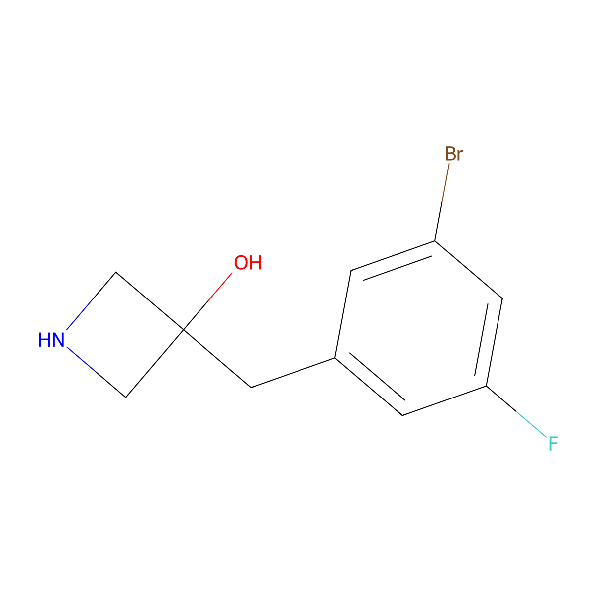 3-(3-Bromo-5-fluorobenzyl)azetidin-3-ol molecular structure, CAS 1505936-62-8