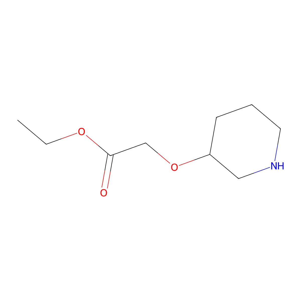Ethyl 2-(piperidin-3-yloxy)acetate molecular structure, CAS 150594-55-1