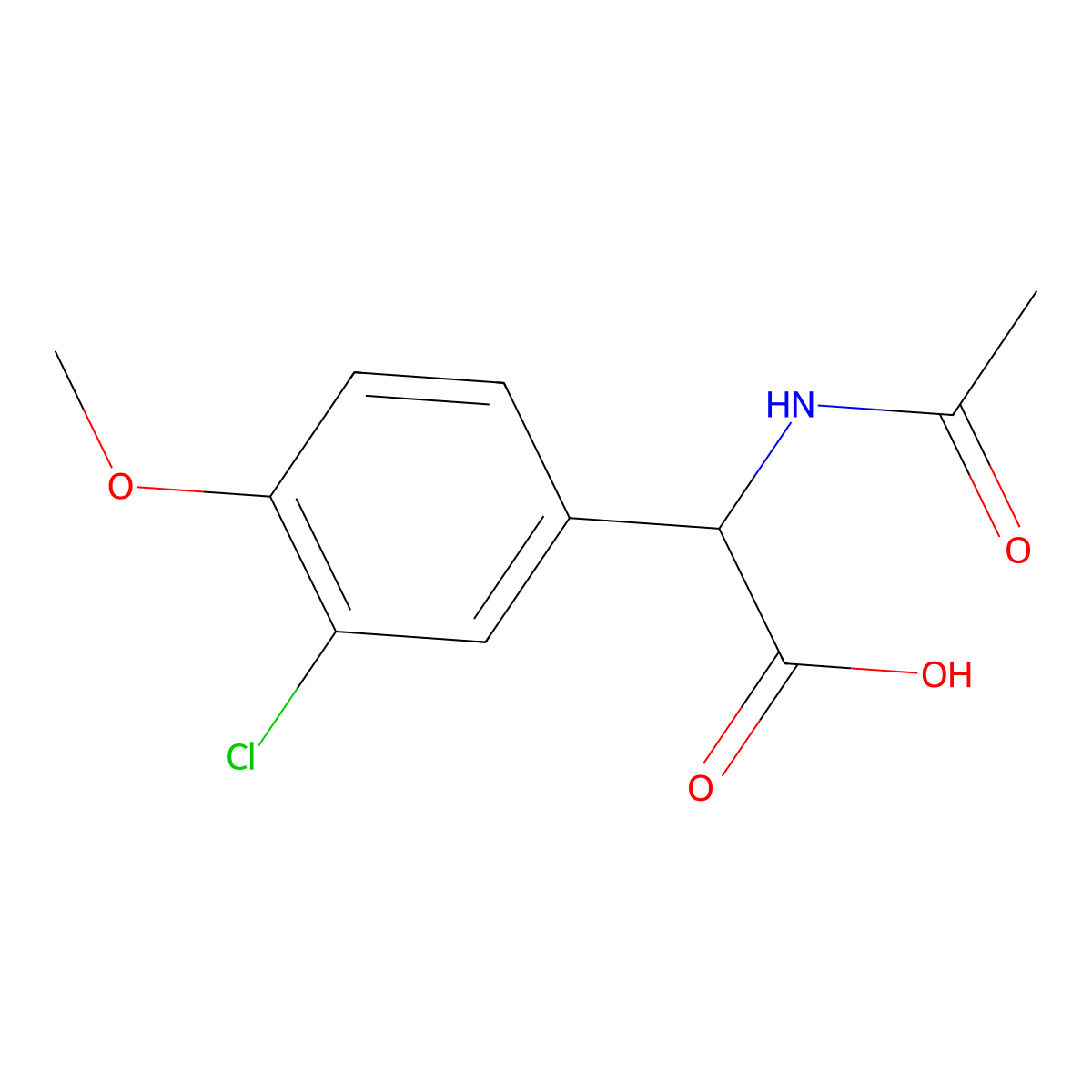 2-(3-Chloro-4-methoxyphenyl)-2-acetamidoacetic acid molecular structure, CAS 1505945-59-4