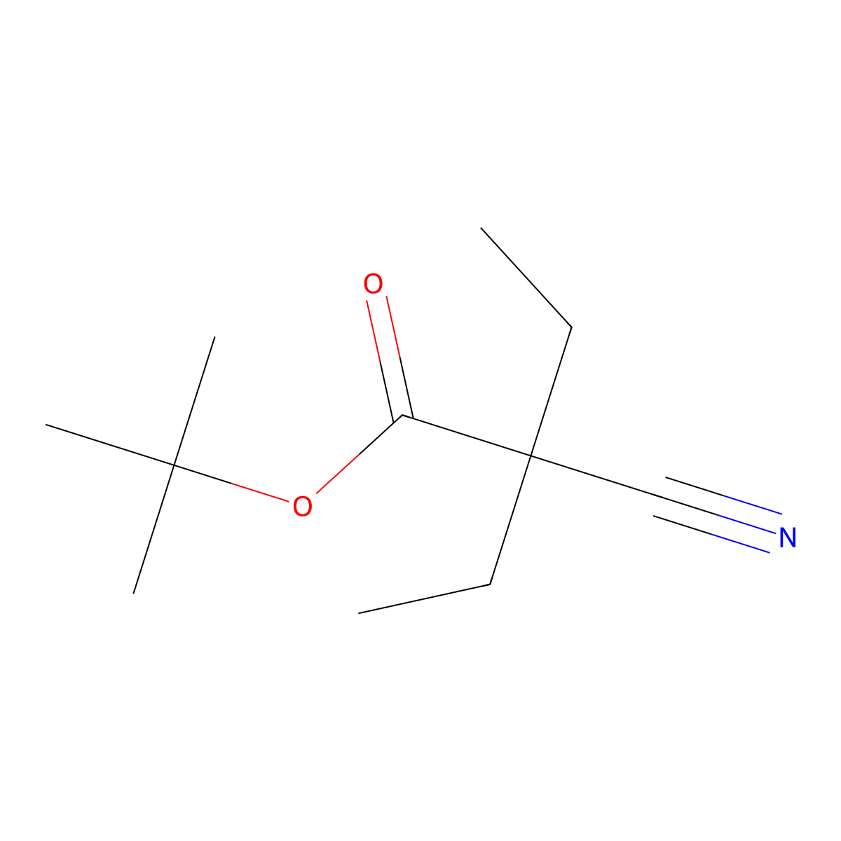 Tert-butyl 2-cyano-2-ethylbutanoate molecular structure, CAS 150596-31-9