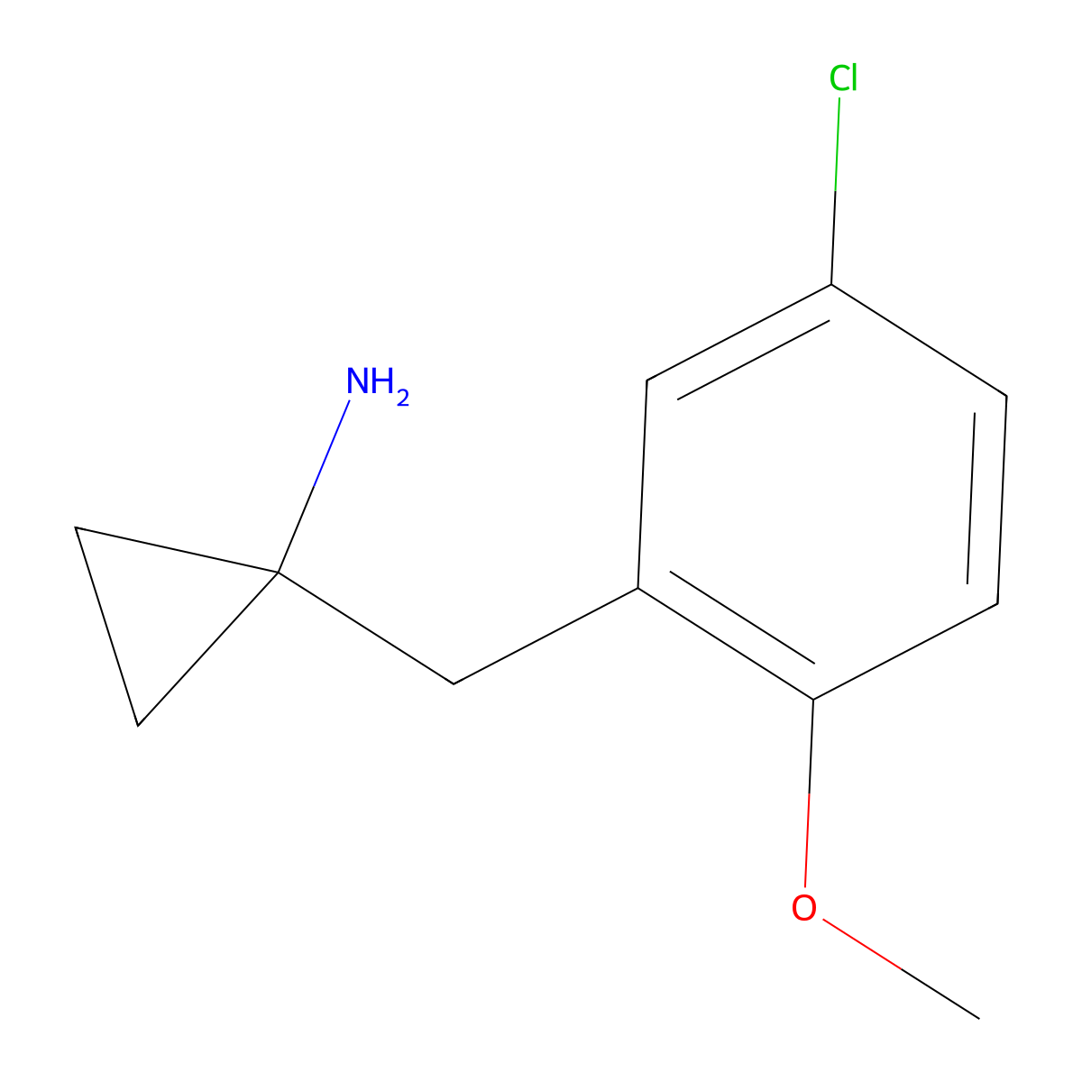 1-(5-Chloro-2-methoxybenzyl)cyclopropan-1-amine molecular structure, CAS 1505960-10-0