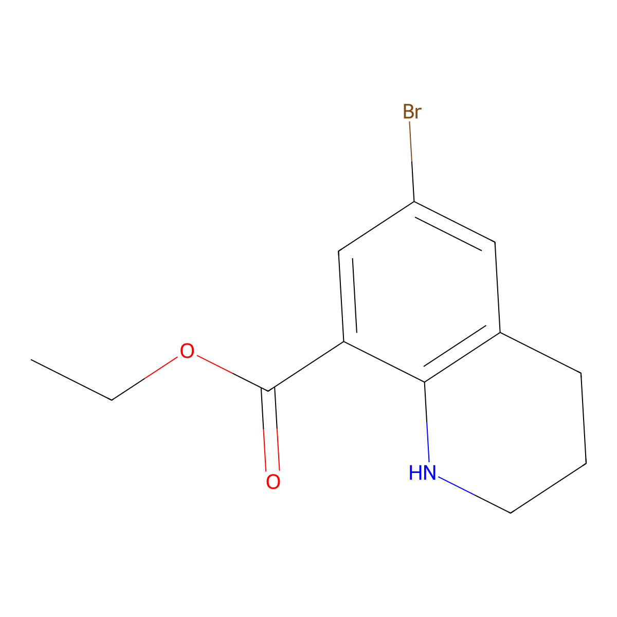 Ethyl 6-bromo-1,2,3,4-tetrahydroquinoline-8-carboxylate molecular structure, CAS 1505965-67-2