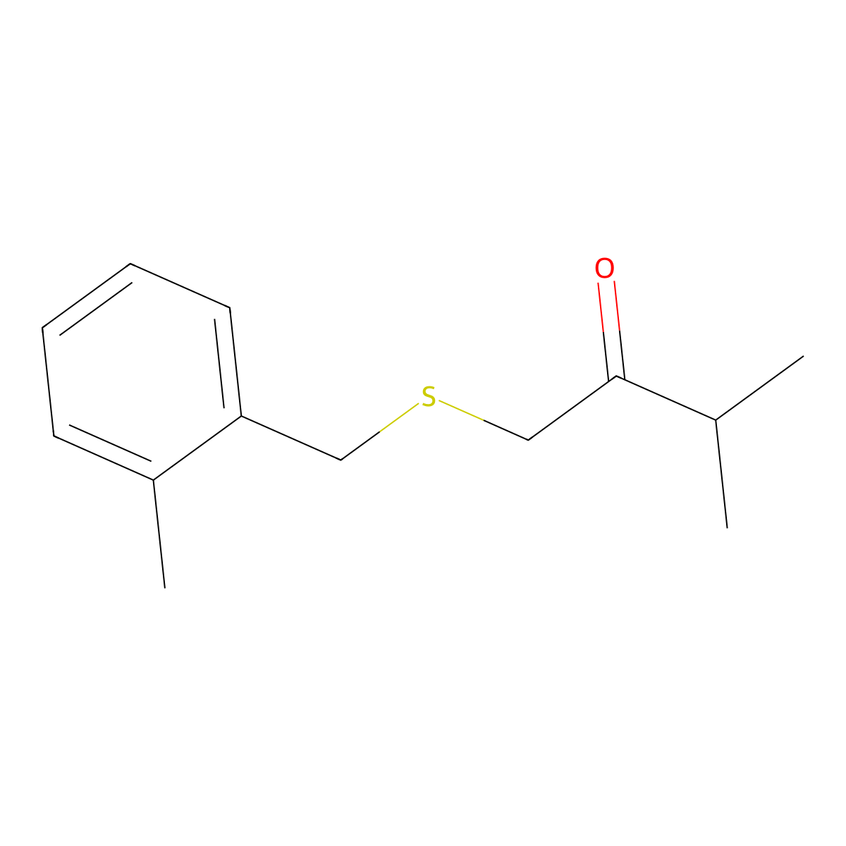 3-Methyl-1-((2-methylbenzyl)thio)butan-2-one molecular structure, CAS 1505980-66-4