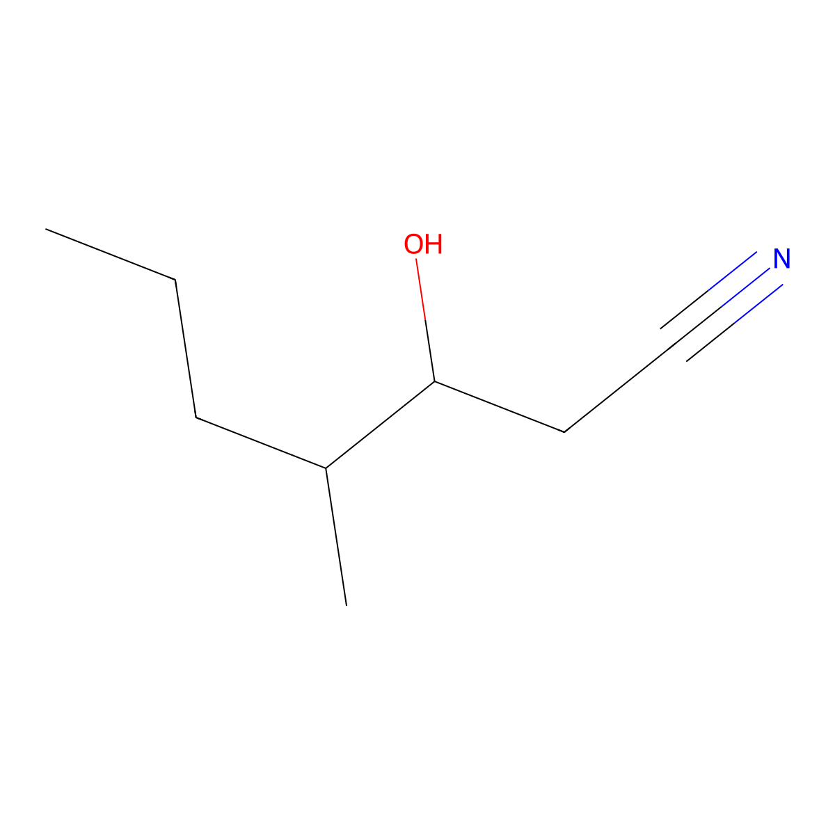 3-Hydroxy-4-methylheptanenitrile molecular structure, CAS 1505987-50-7