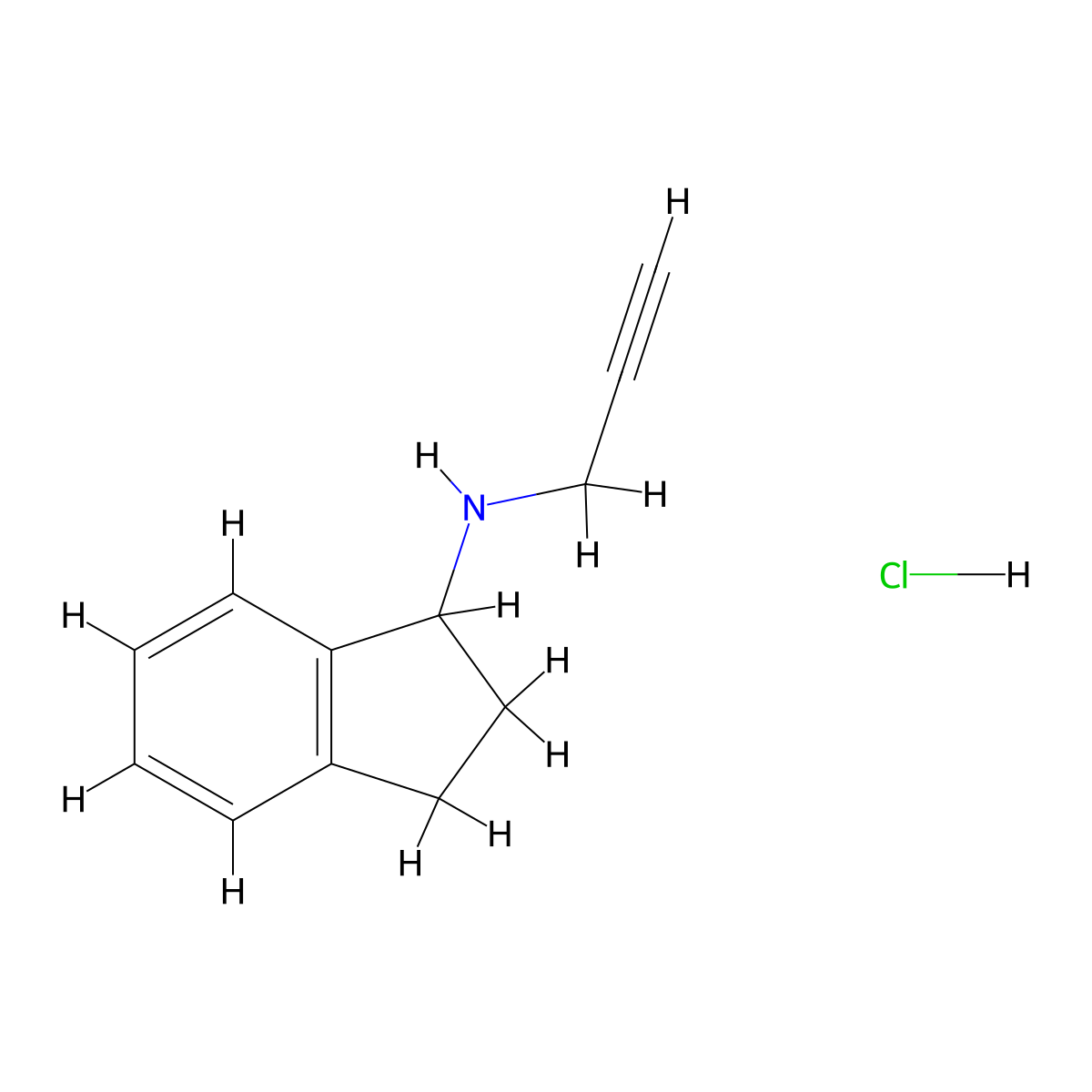 N-(prop-2-yn-1-yl)-2,3-dihydro-1H-inden-1-amine hydrochloride molecular structure, CAS 1506-18-9